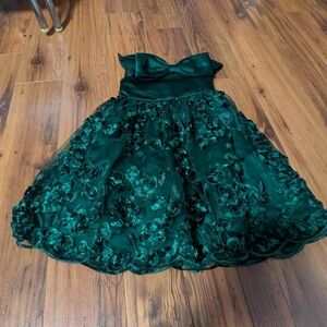 Rare Editions Dark Green Floral Kids Dress